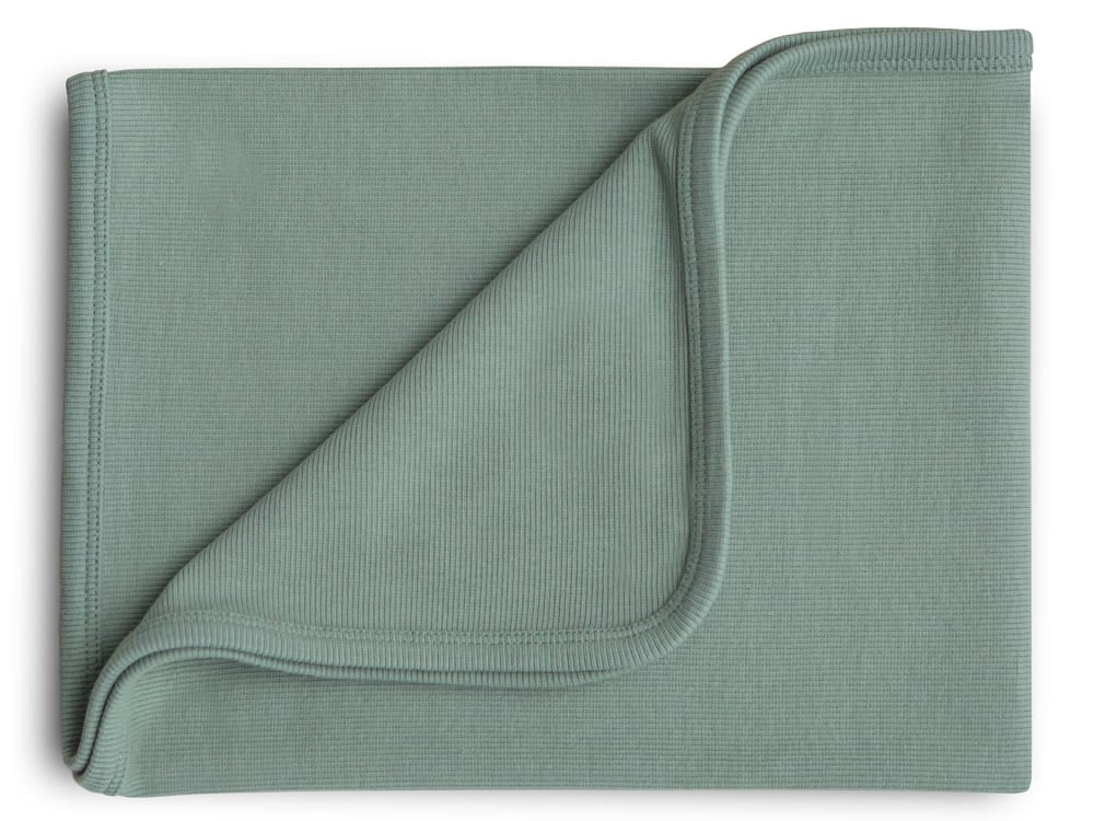 Babydecke Biobaumwolle gerippt grün