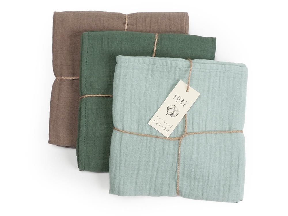 Dreierset Spucktücher Grün Braun