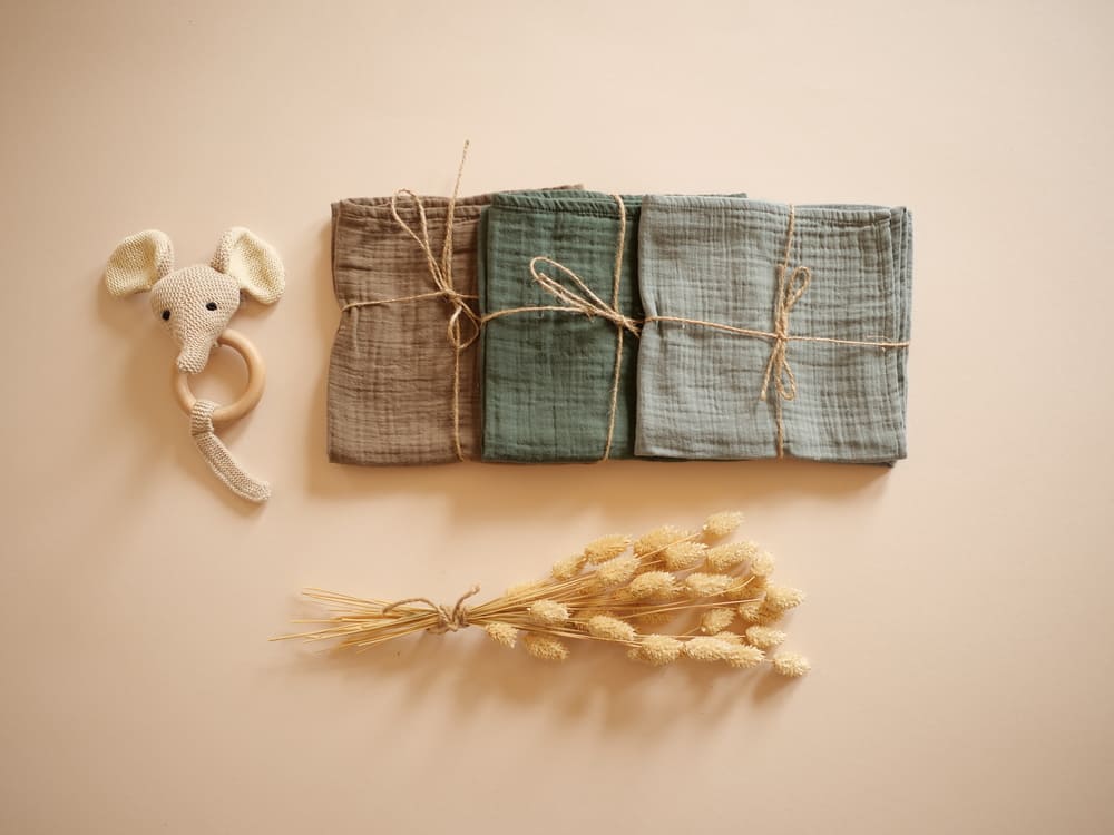 Spucktücher Dreierset Grün Braun