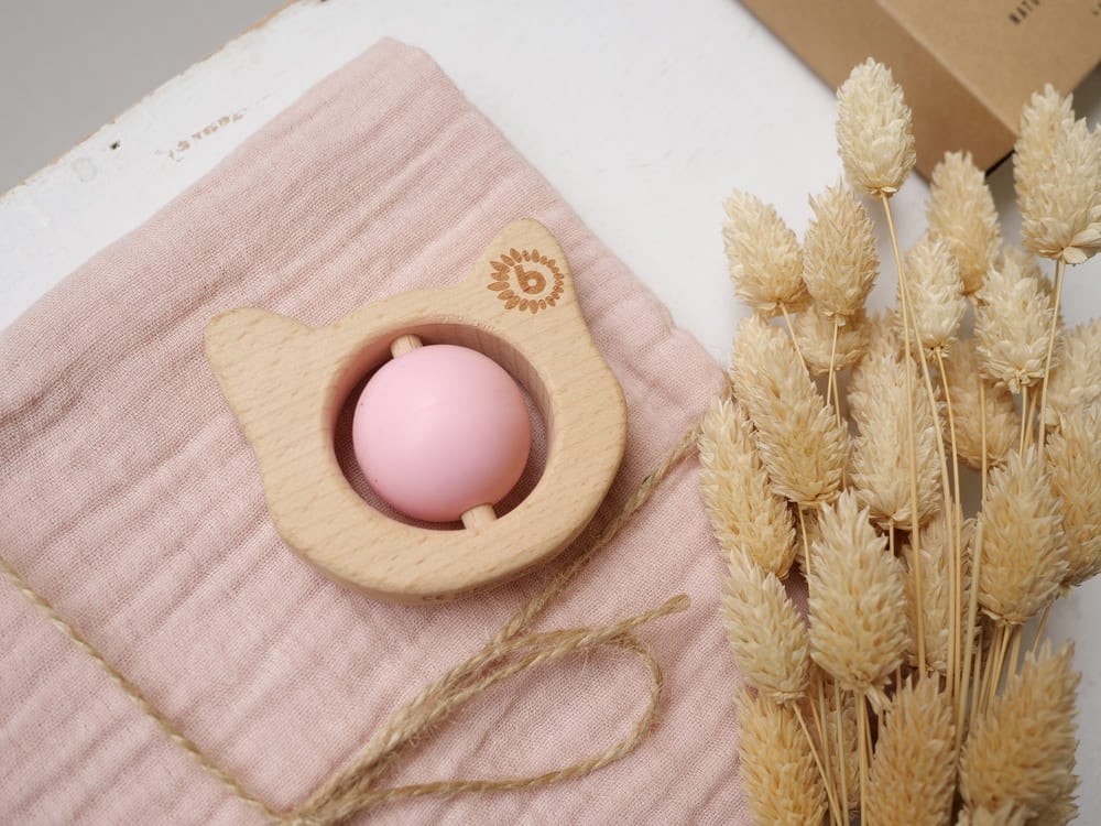 Mädchen Beißring Katze Holz Silikon