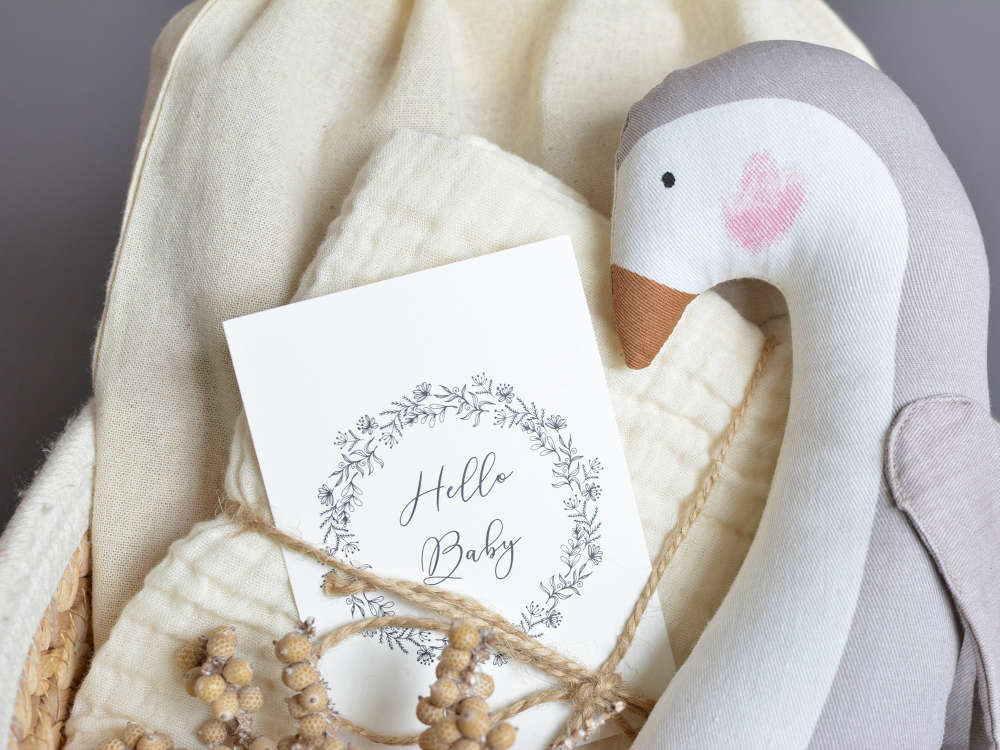 Schönes Babygeschenk zur Babyparty Pinguin