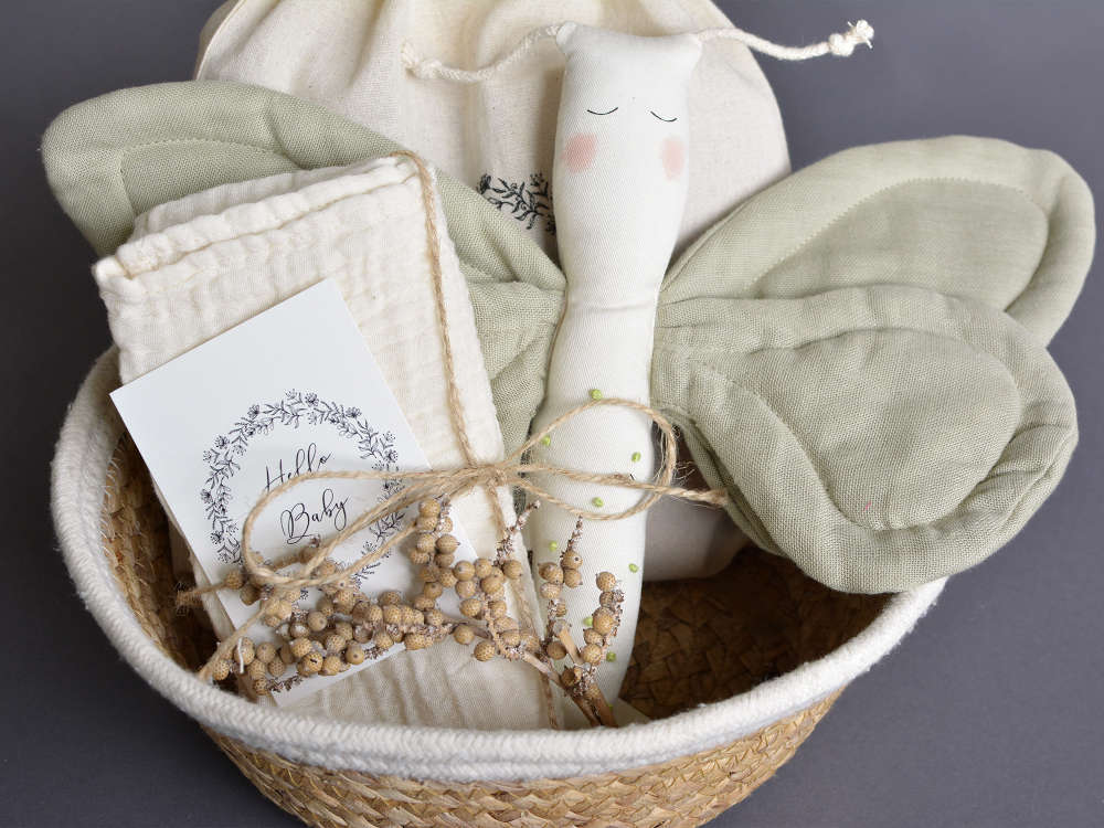 Babygeschenk Aktivitätsspielzeug Schmetterling Grün