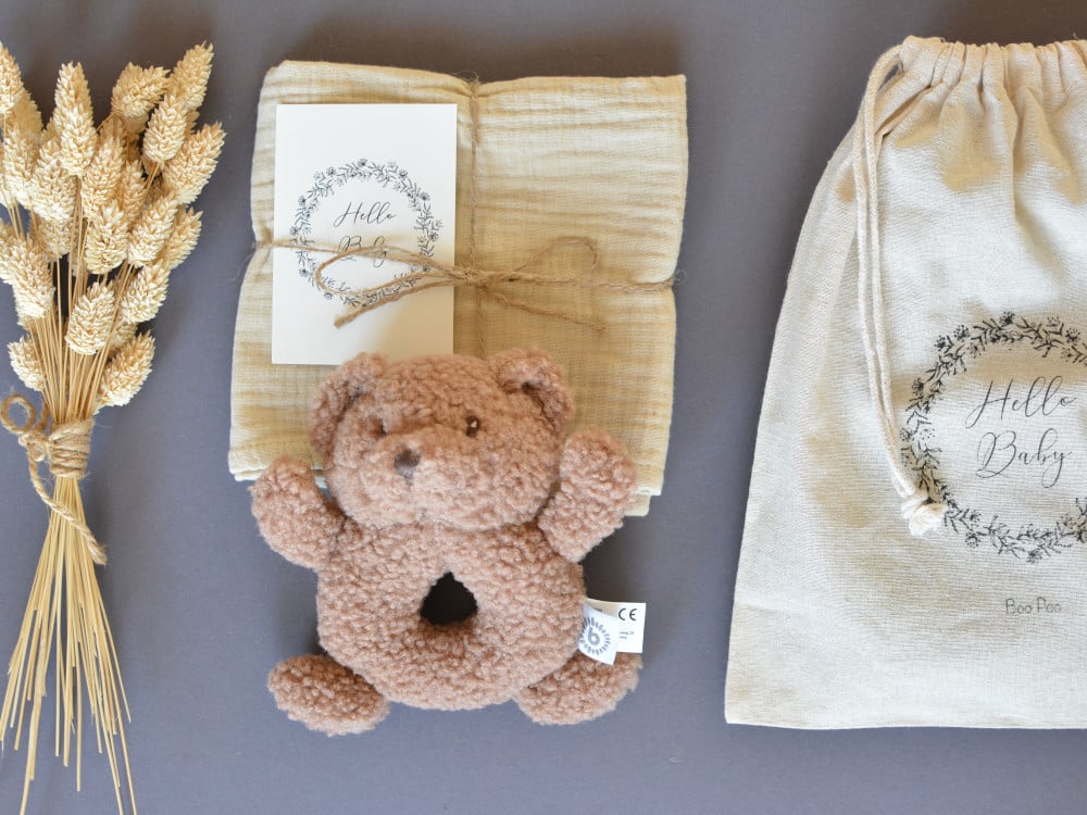 Süßes Babygeschenk Set Rassel Tessy Rosa