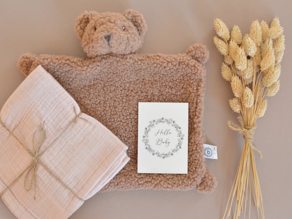 Geschenk zur Geburt Mädchen Schmusetuch Teddy
